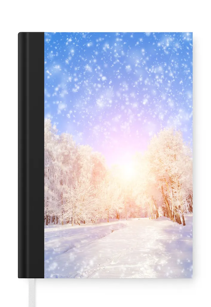 MuchoWow® Notizbuch Tagebuch Haushaltsbuch Notebook A5 Schnee - Sonne - Winter - Notizblock - Notizheft - Notebook - Schreibblock - Papier